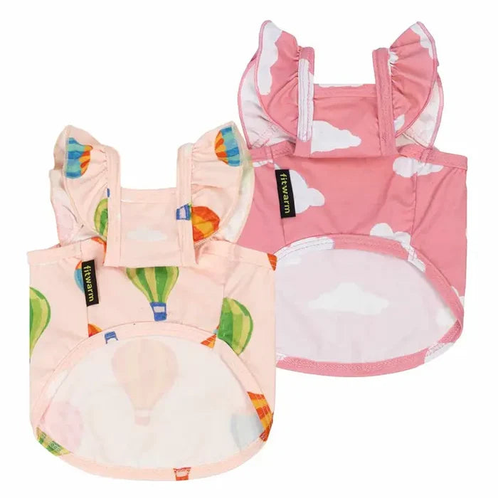 2 Pack Hot Air Balloon & Cloud Ruffle Dog Shirt