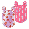 2 Pack Seahorse & Starfish Ruffle Dog Shirts