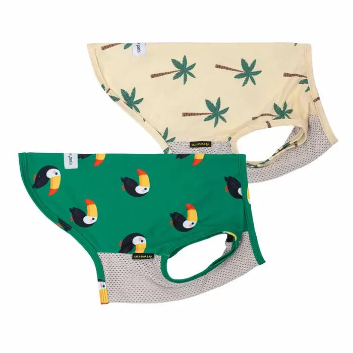 2 Pack Toucan & Tropical Palm Tree Dog Uv Protection Shirt