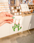 Beaded Green Cactus Dangles