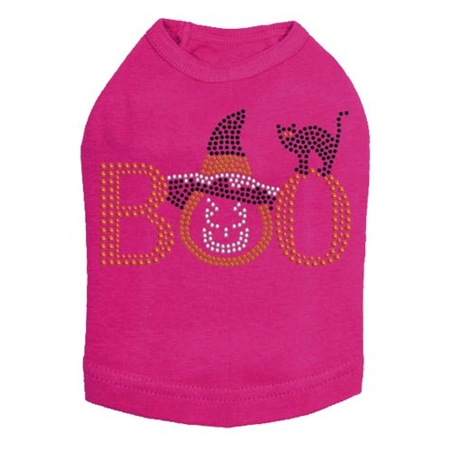 Boo Hat and Cat Rhinestuds Tank Top - Many Colors - Posh Puppy Boutique