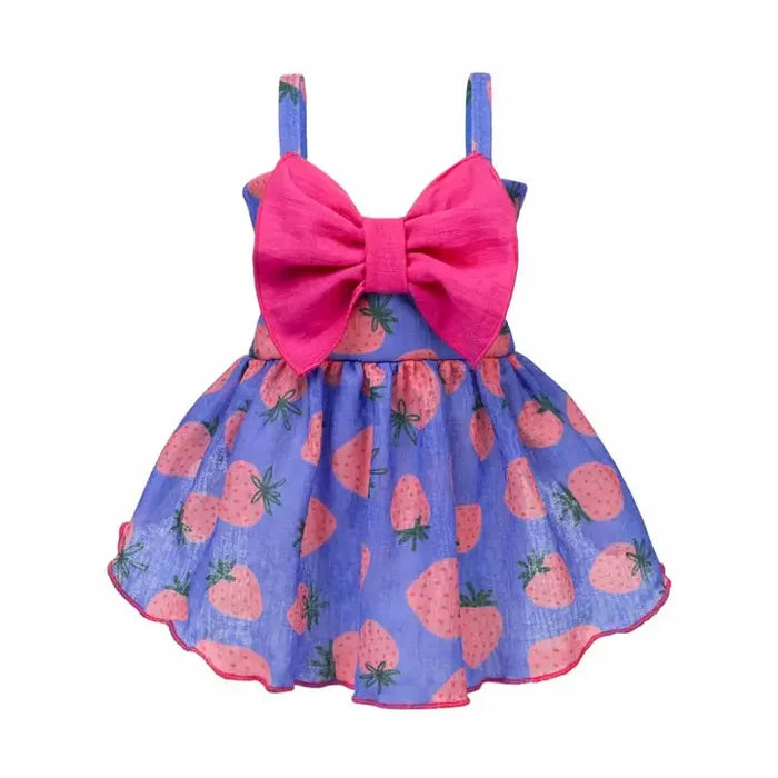 Bowknot Strawberry Dog Dress