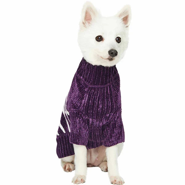 Chenille Classy Striped Sweater in Plum