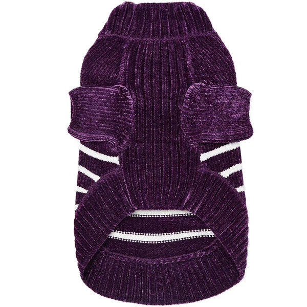 Chenille Classy Striped Sweater in Plum