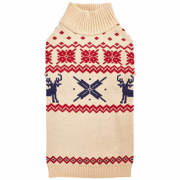 Christmas Tree Reindeer and Snowflake Sweater in Light Beige