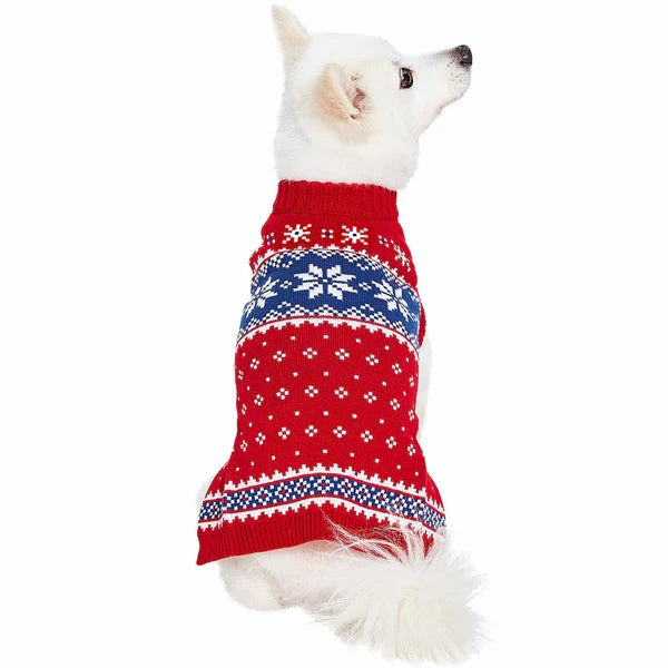 Christmas Tree Reindeer and Snowflake Sweater in Red