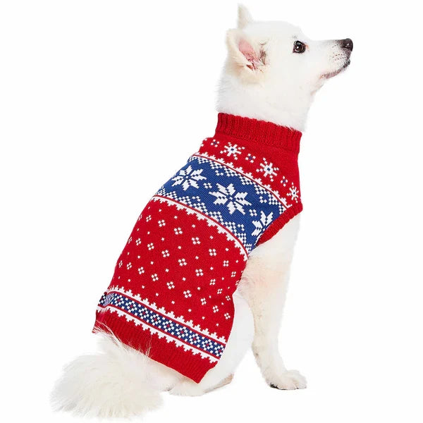 Christmas Tree Reindeer and Snowflake Sweater in Red