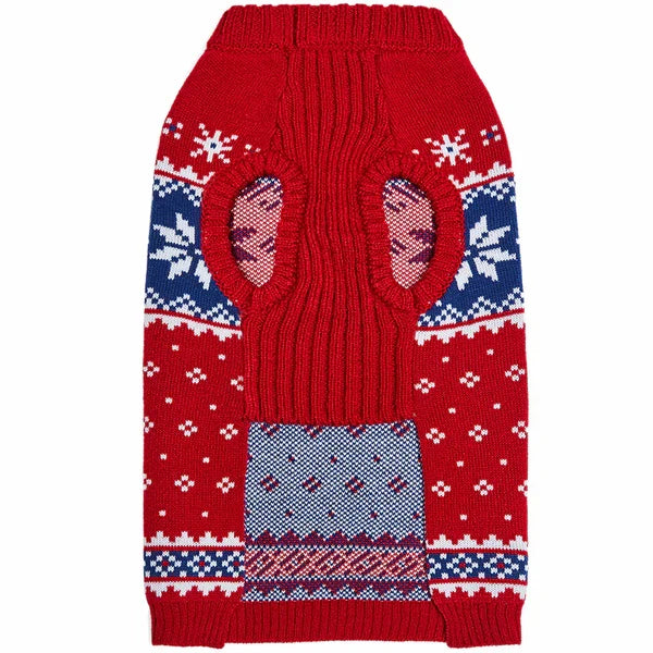 Christmas Tree Reindeer and Snowflake Sweater in Red