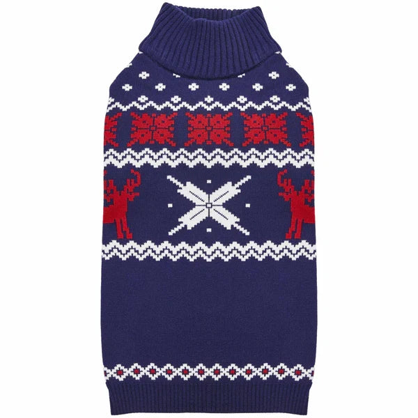 Christmas Tree Reindeer and Snowflake Sweater in Royal Blue