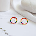 Circle Rainbow Enamel Stud Earrings - 1