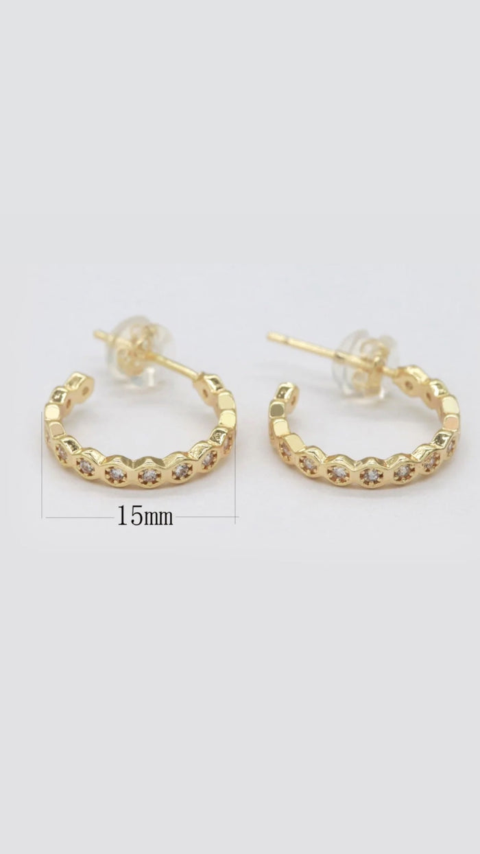 CZ Gold Hoops - 2