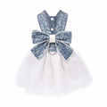 Denim Floral and Tulle Dog Harness Dress