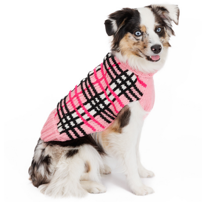 Derby Pink Plaid Dog Sweater