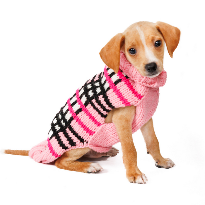 Derby Pink Plaid Dog Sweater