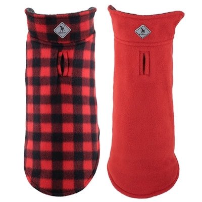 Fargo Fleece Reversible Jacket in Red Buffalo - Posh Puppy Boutique