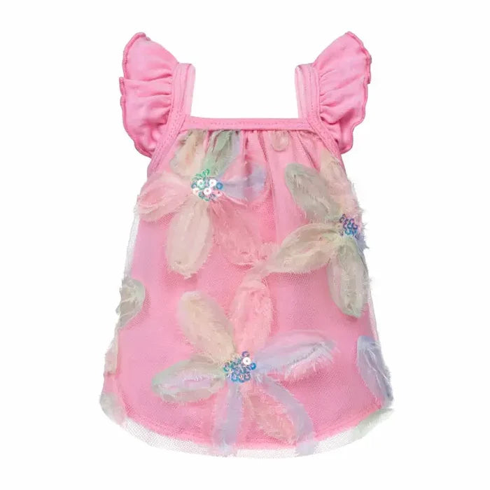 Floral Mesh Ruffle Dog Shirt