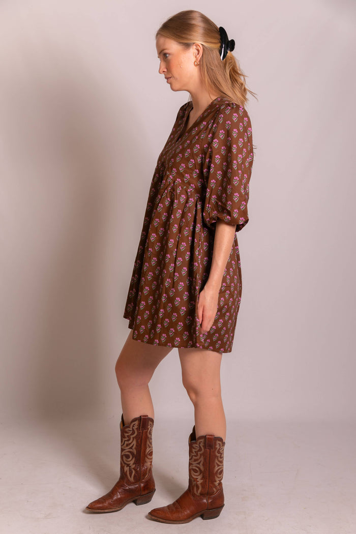 Floral Puff Sleeve Mini Dress