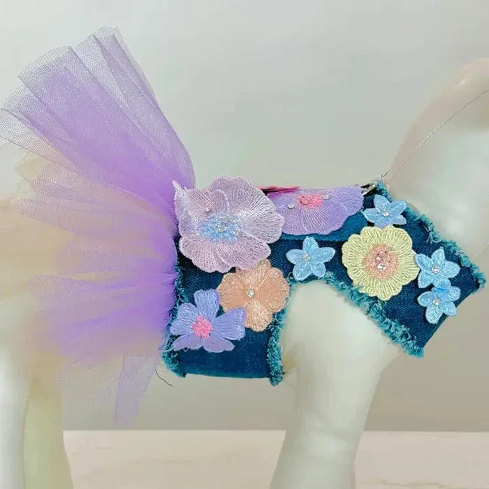Flower Girl Denim Dress - Posh Puppy Boutique