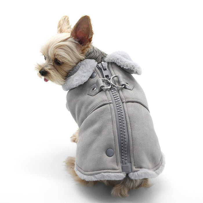 Furry Runner Coat in Gray - Posh Puppy Boutique