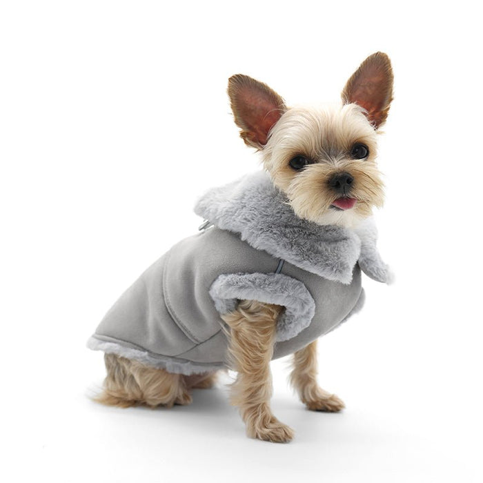 Furry Runner Coat in Gray - Posh Puppy Boutique