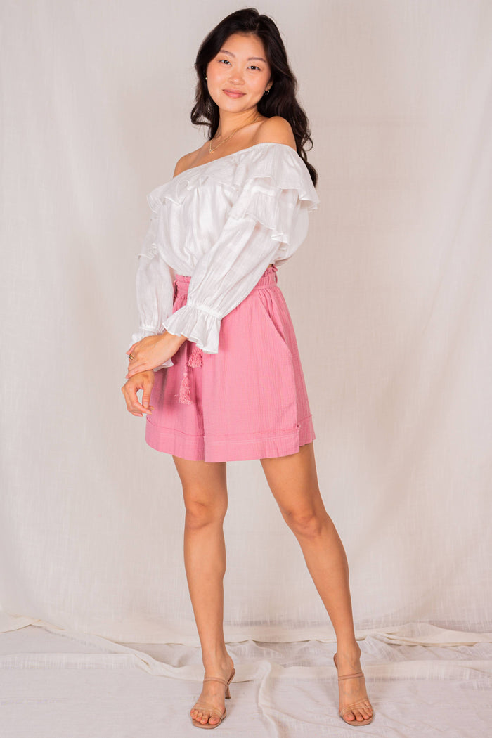 Gauze Cotton Shorts with Tassels