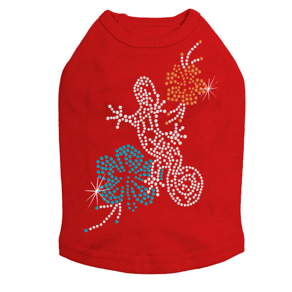 Gecko and Hibiscus Rhinestone Tank- Many Colors