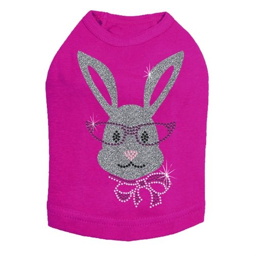 Girl Bunny with Glasses and Bow Dog Tank in Many Colors - Posh Puppy Boutique