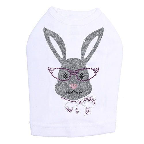 Girl Bunny with Glasses and Bow Dog Tank in Many Colors - Posh Puppy Boutique