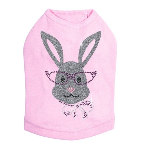 Girl Bunny with Glasses and Bow Dog Tank in Many Colors - Posh Puppy Boutique