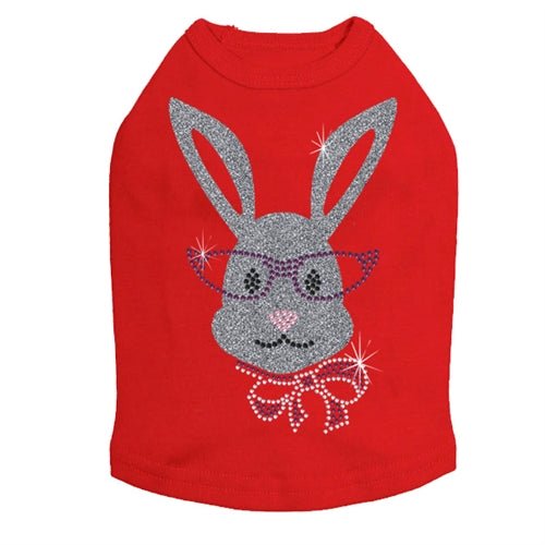 Girl Bunny with Glasses and Bow Dog Tank in Many Colors - Posh Puppy Boutique