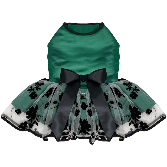 Green and Black Satin Dog Dress
