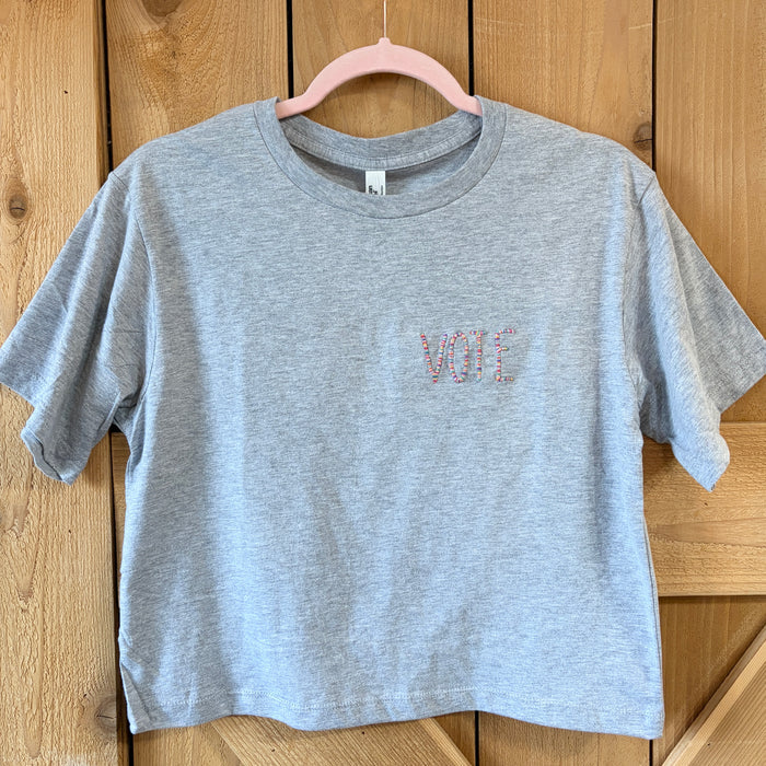 Hand-Embroidered VOTE Cropped Tee