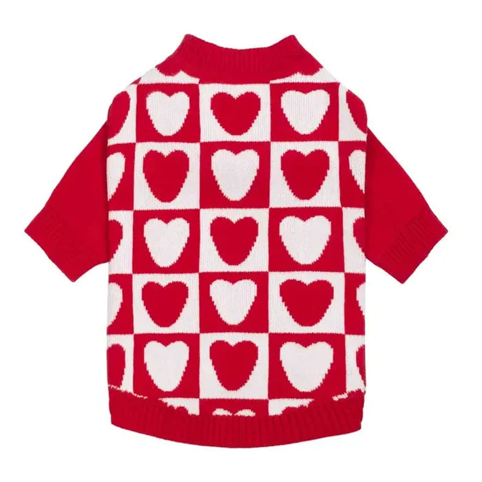 Heart Checkerboard Dog Sweater