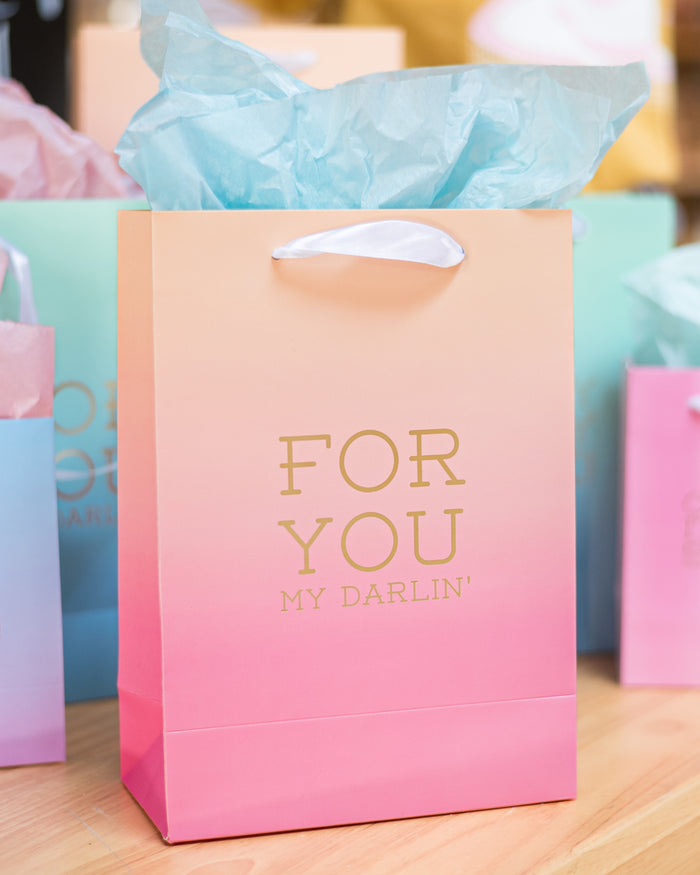 Large Gift Bag - FOR YOU MY DARLIN' - Pink/Orange
