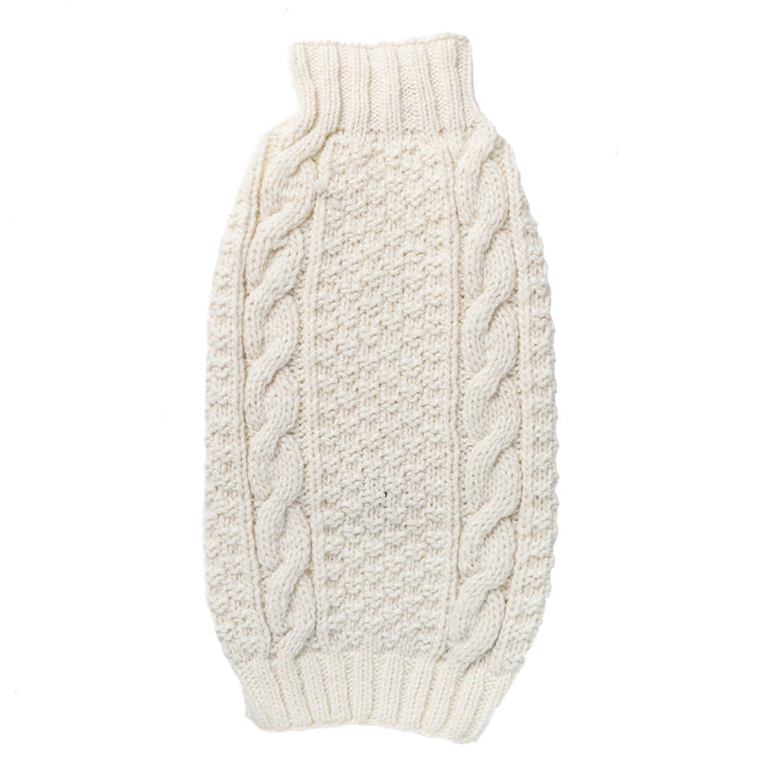 Natural Cable Knit Dog Sweater