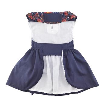 Navy Dress with Plaid Ruffles Harness Dress