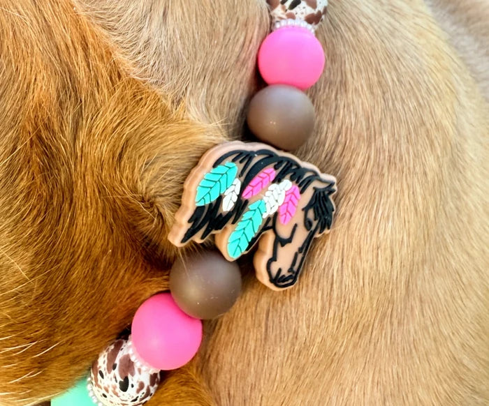 Neon Mustang Beaded Collar