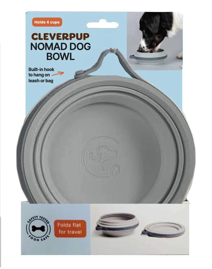 Nomad Collapsible Dog Bowl in Grey