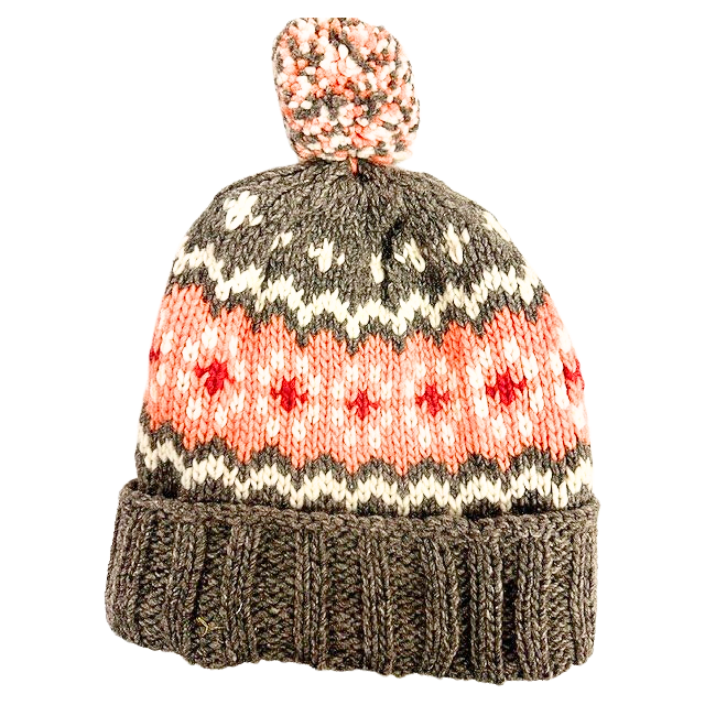 Peach Fair Isle Ski Hat