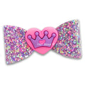 Pink Heart Purple Glitter Hair Bow