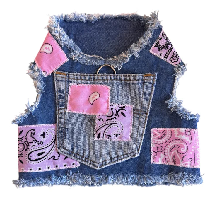Pink & Purple Denim Bandana Harness