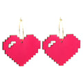 Pixelated Heart Hoops - 1