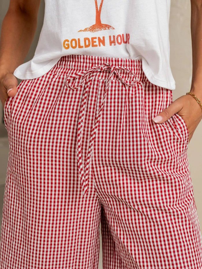Plaid Wide Leg Pants