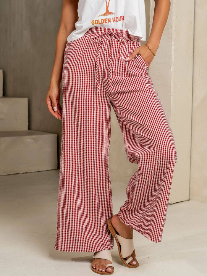Plaid Wide Leg Pants