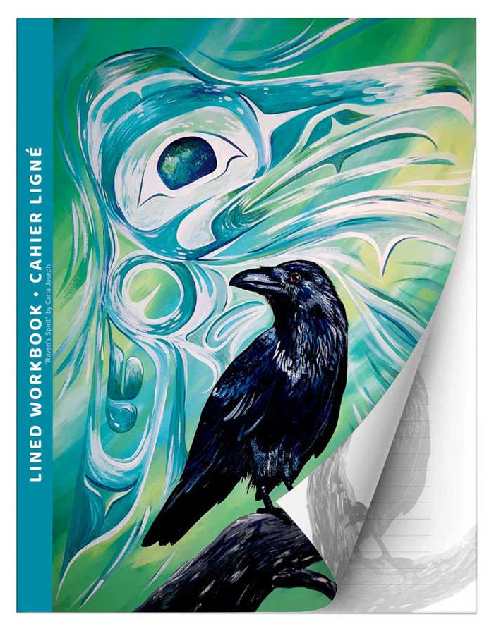 Raven's Spirit : Indigenous Art Lined Workbook (Cahier Ligné) by Métis/Cree artist Carla Joseph