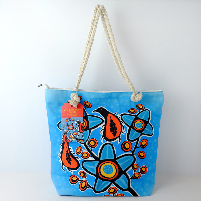 Rope Tote Bag "Woodlandesque Florals" by Ryan Woodruff