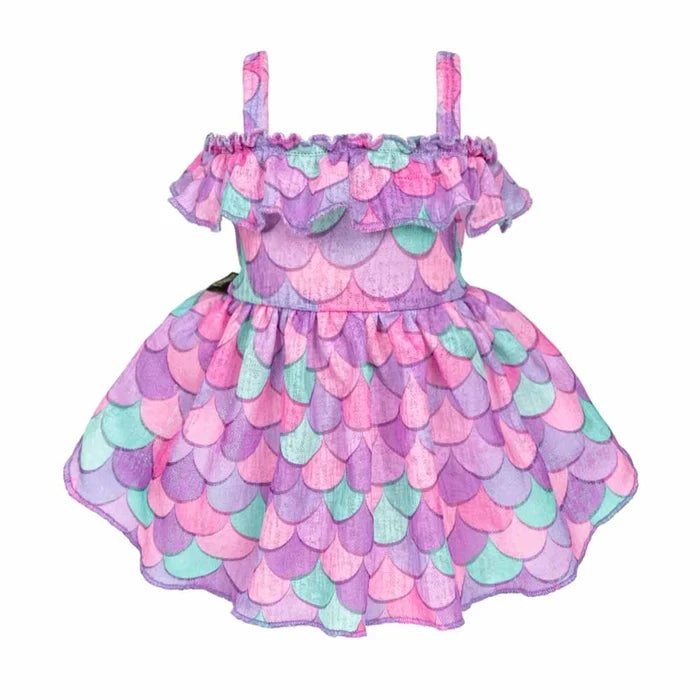 Ruffled Mermaid Scale Dog Dress
