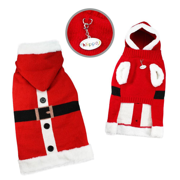 Santa Hooded Sweater with Soft Fur Trims - Posh Puppy Boutique