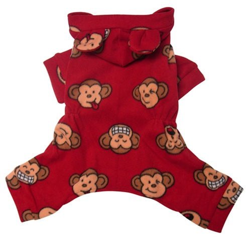 Silly Monkey Fleece Hooded Pajamas - Burgundy - Posh Puppy Boutique