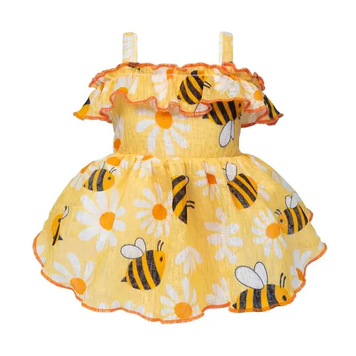 Spring Bee Ruffle Dog Dress